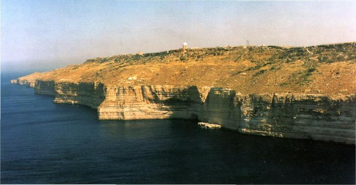 Dingli cliffs. (A photo by Jonathan Beacon from the book Limestone isles in a crystal sea)