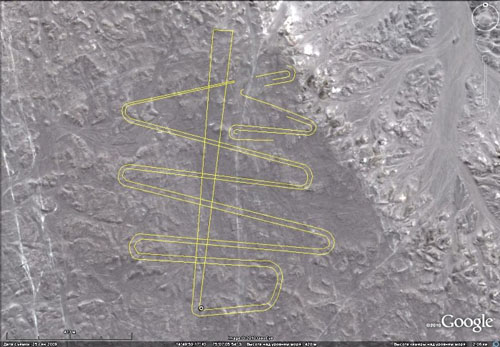 Geoglyph called “Snake” on a plateau 2 km to the south of Cahuachi (From the article by I. Alekseev
        ric098)